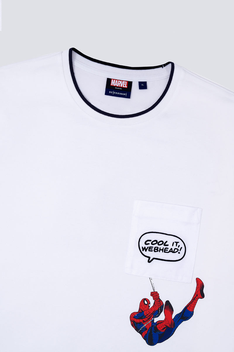 Spider-Man Contrast Rib Pocket T-Shirt | White WH001Z