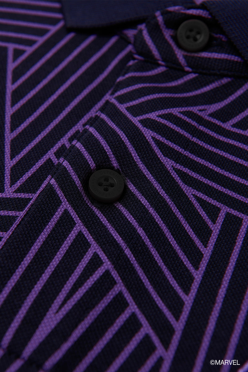 黑豹 珠地 撞色衣領 Polo |紫色 VLFD02