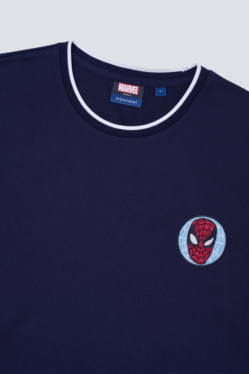 Spider-Man Contrast Rib Crew Neck T-Shirt | Navy NNY096
