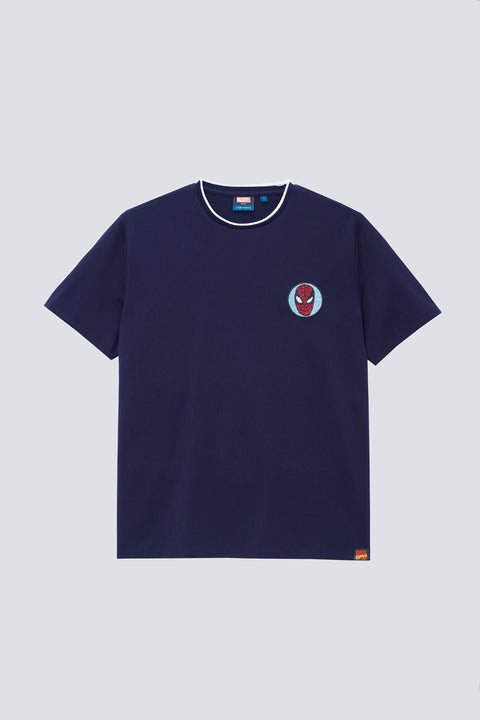 Spider-Man Contrast Rib Crew Neck T-Shirt | Navy NNY096