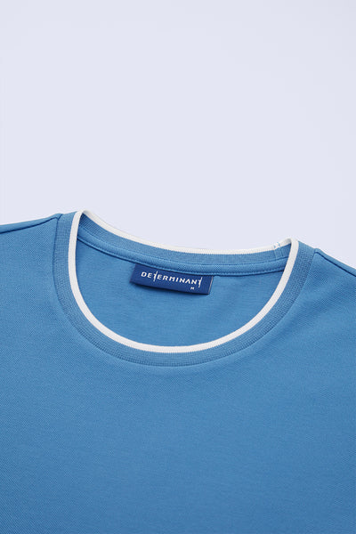 VISDRY™ Contrast Rib Crew Neck T-Shirt | Blue T7468U