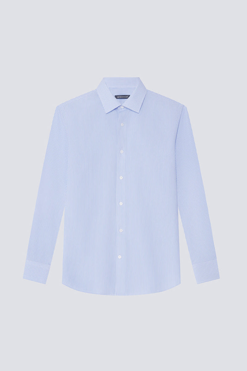 Wrinkle-Free Poplin Dress Shirt | Blue Stripes 10772N