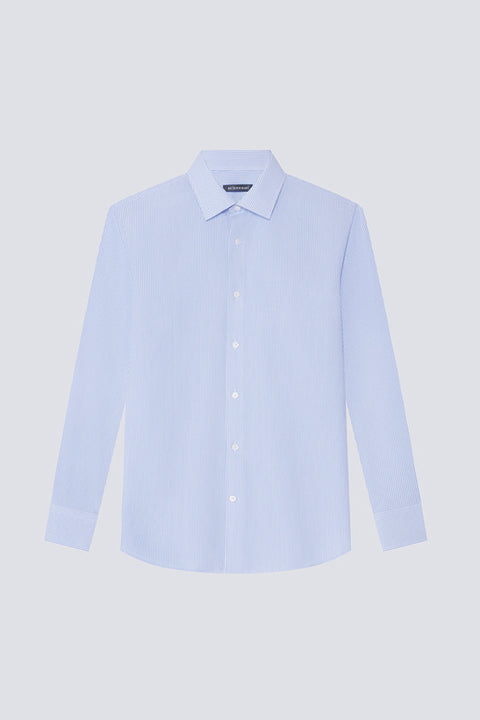 Wrinkle-Free Poplin Dress Shirt | Blue Stripes 10772N