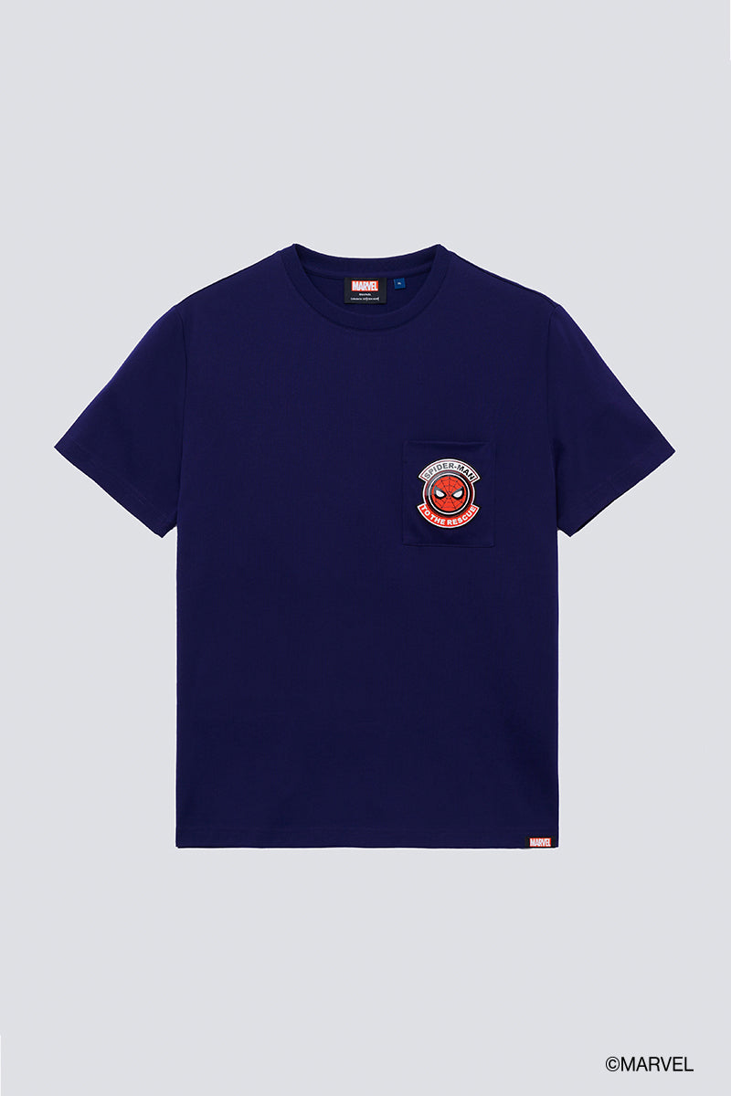 蜘蛛俠 Regal 圓領口袋 T 恤 |深藍色BLFD01