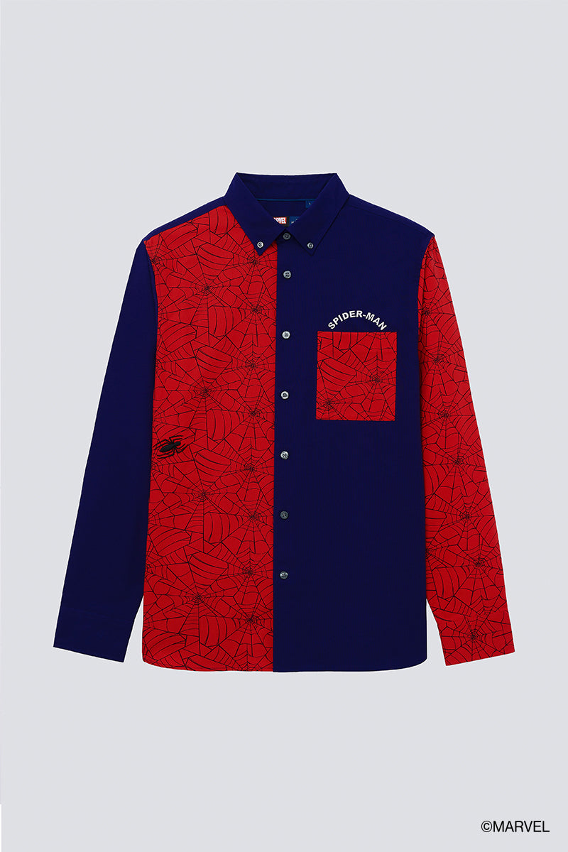 Spider-Man Color Blocked Casual Shirt | Dark Blue / Red FD0102