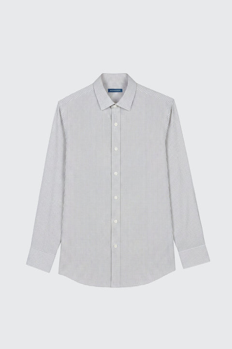 Wrinkle-Free Pinpoint Oxford Dress Shirt | Coffee Bean White Check 12025N