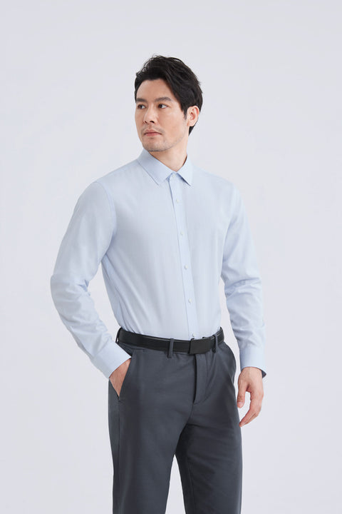 Wrinkle-Free Poplin Dress Shirt | Pale Blue Semi Plain 28513N