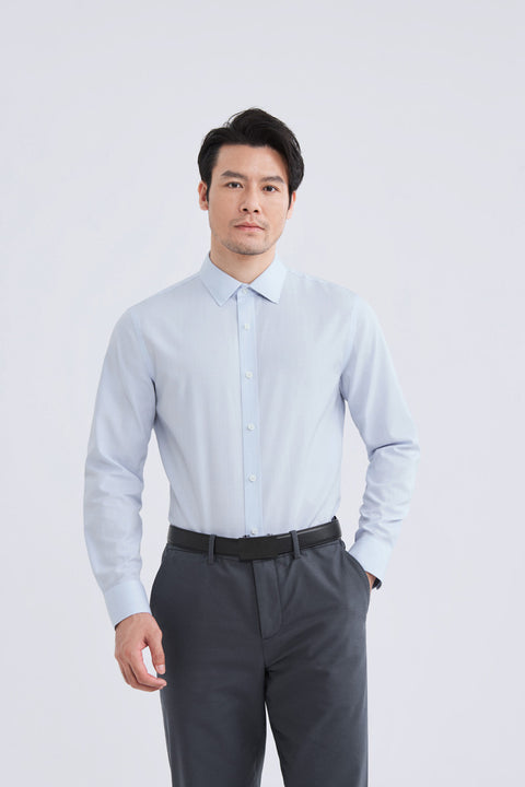 Wrinkle-Free Poplin Dress Shirt | Pale Blue Semi Plain 28513N