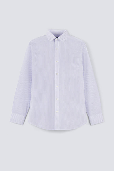Wrinkle-Free Poplin Dress Shirt | Purple Stripes 19032N
