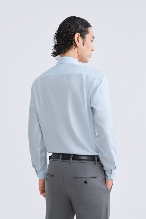 Wrinkle-Free Dobby Twill Dress Shirt  | Pale Blue Semi Plain 27585N