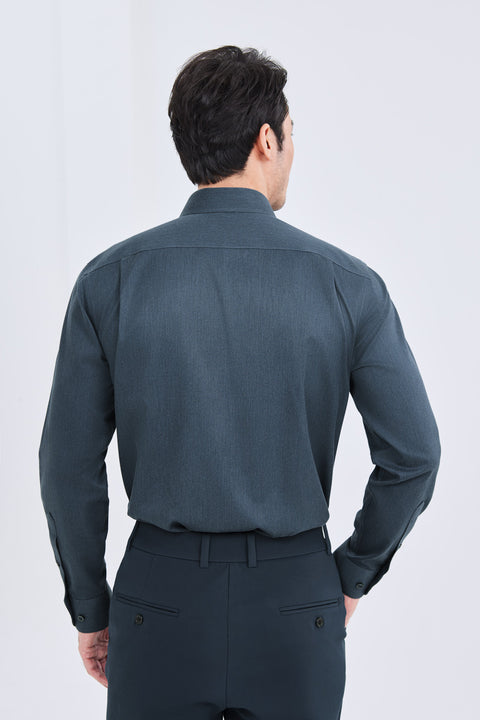 Wrinkle-Free Twill Heather Dress Shirt | Grey Blue 27790N