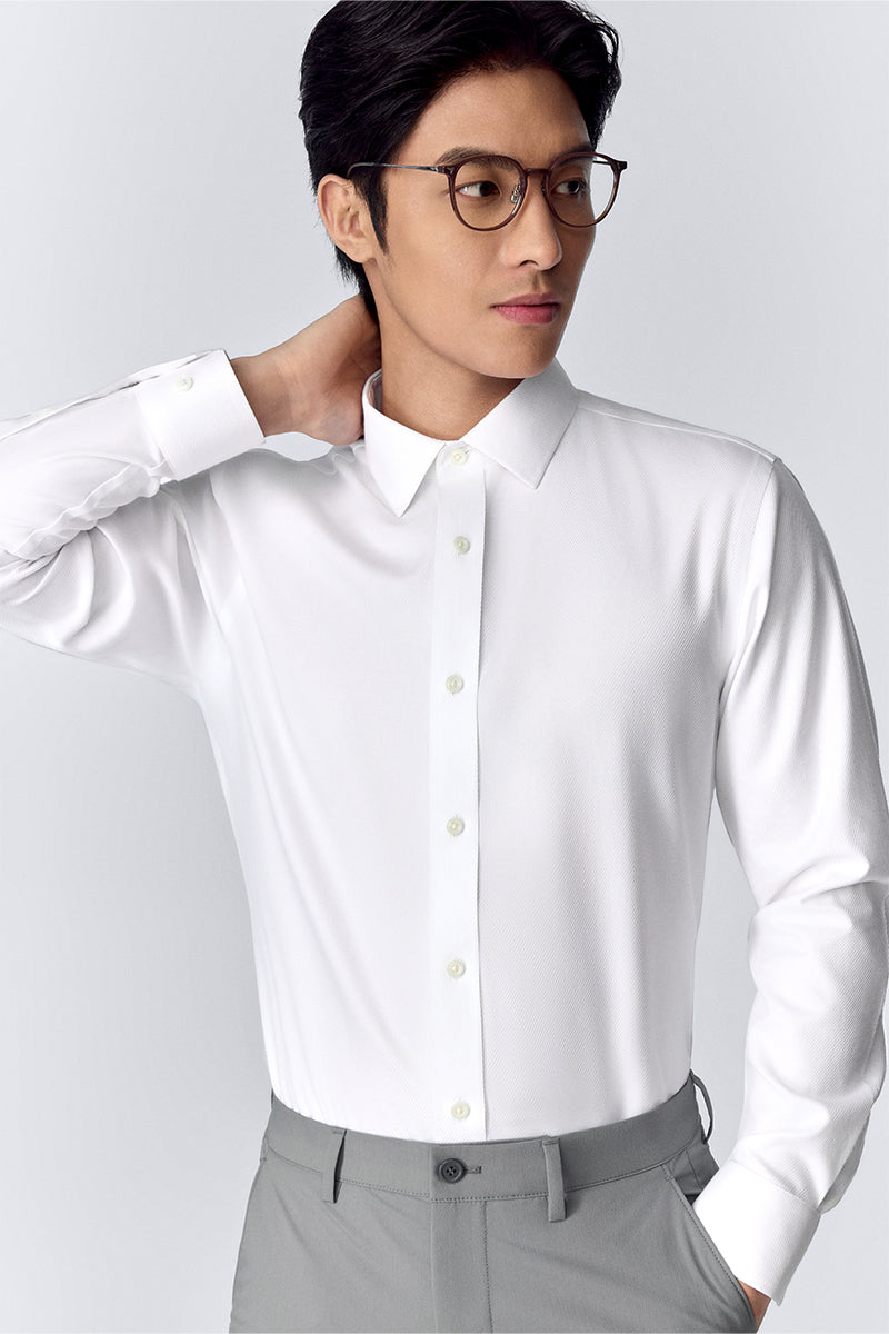 Wrinkle-Free Classic Twill Dress Shirt | White WH001Z