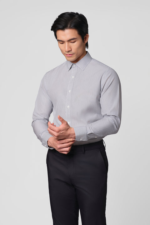 “Frozen in Tones” Waterless Dye Dress Shirt | Iceberg Stripe 22796N