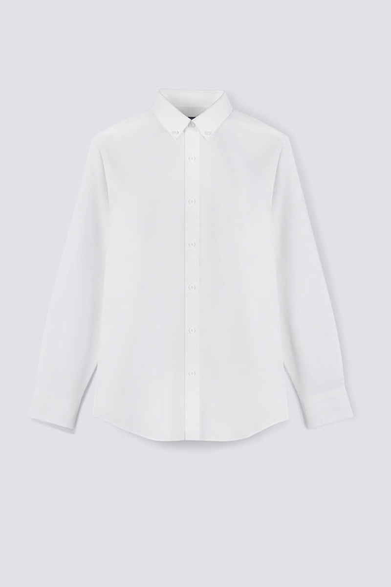 Wrinkle-Free Poplin Button-Down Dress Shirt | White WH001Z