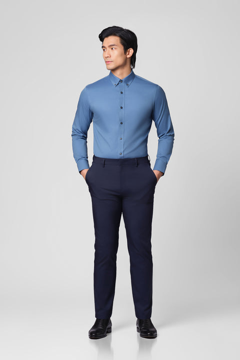 “Frozen in Tones” Waterless Dye Button-Down Dress Shirt | Permafrost Blue 22812N