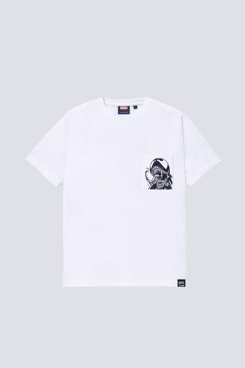 毒魔圓領口袋T恤 |白色 WH001Z