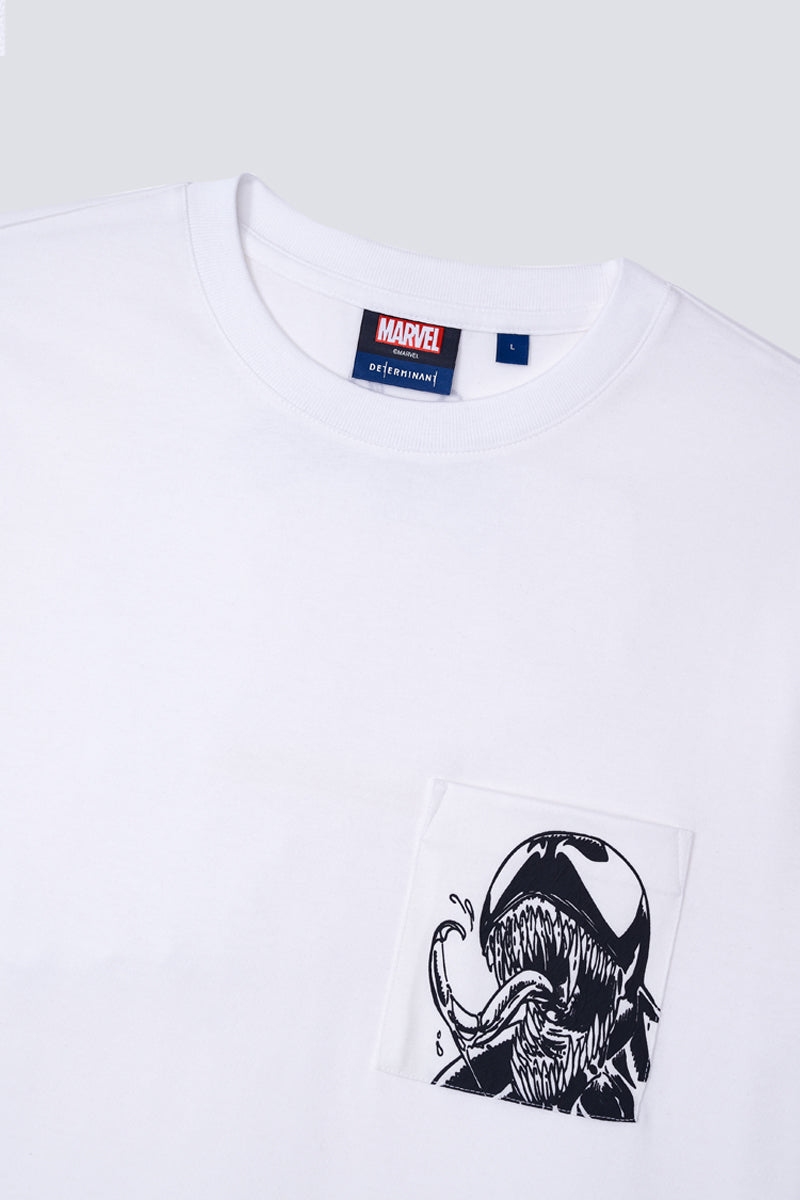 毒魔圓領口袋T恤 |白色 WH001Z