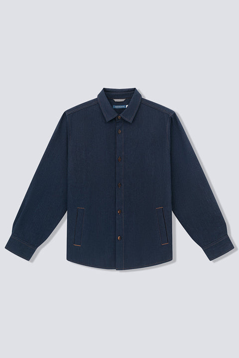 Brushed Contrast Stitch Shirt Jacket | Navy 30193N