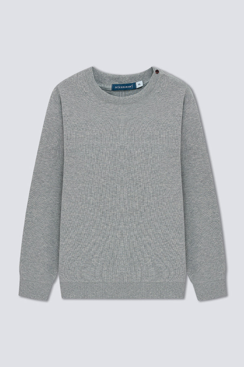 Merino-Blend French Rib Crew Neck Sweater | Grey EBC054