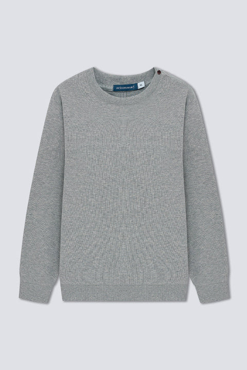 Merino-Blend French Rib Crew Neck Sweater | Grey EBC054