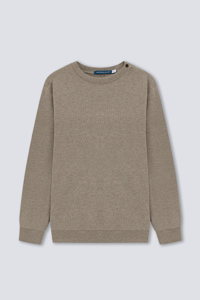 Merino-Blend French Rib Crew Neck Sweater | Khaki E7W025