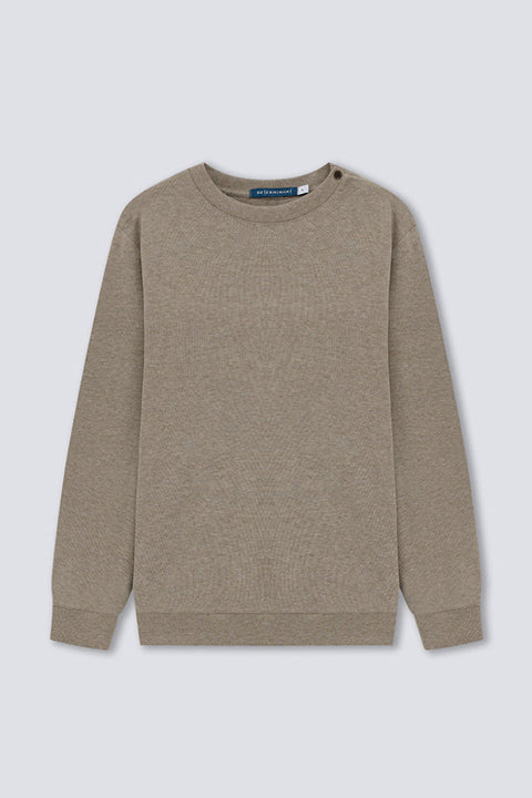 Merino-Blend French Rib Crew Neck Sweater | Khaki E7W025