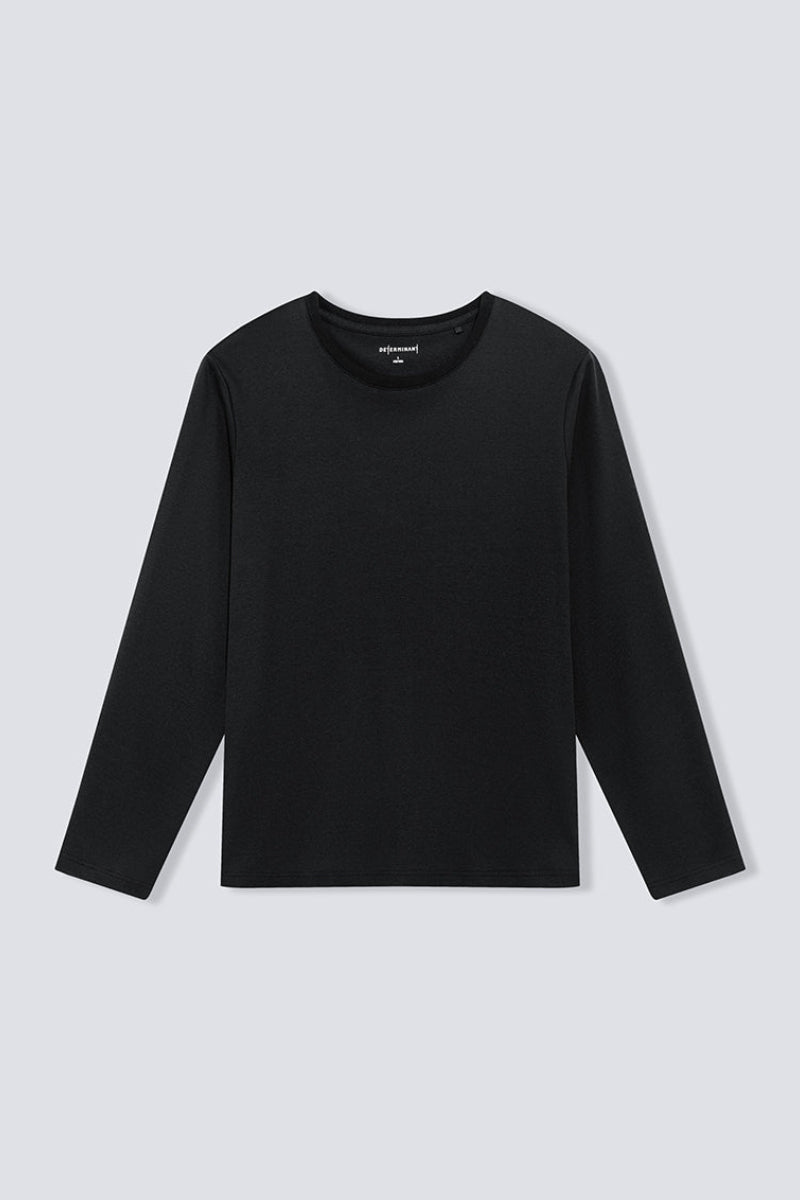 Waterless Dye Long Sleeve Crew Neck T-Shirt | Black BKYD01