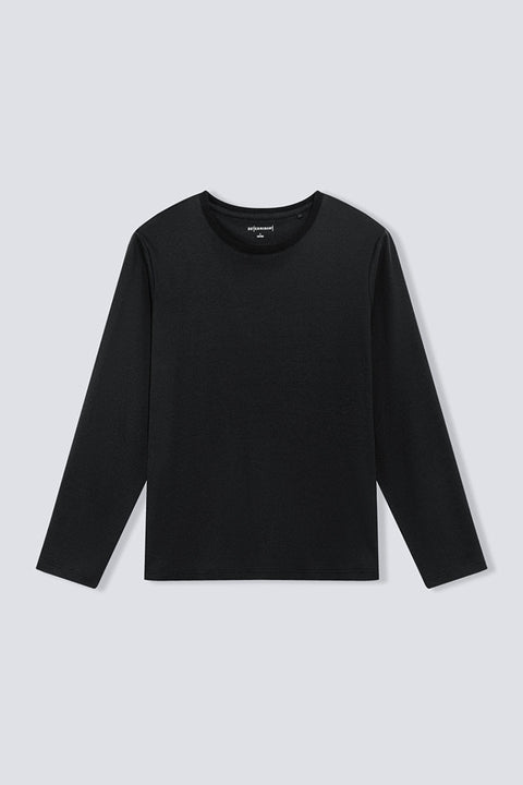 Waterless Dye Long Sleeve Crew Neck T-Shirt | Black BKYD01