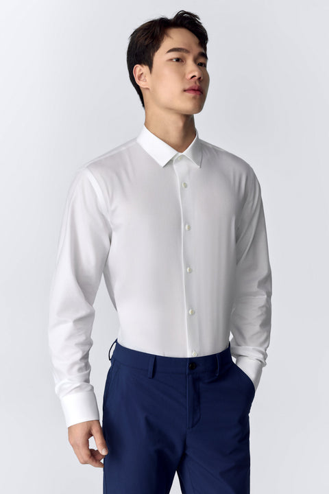 CottonSTRETCH 斜紋商務襯衫 | 白色 WH001Z