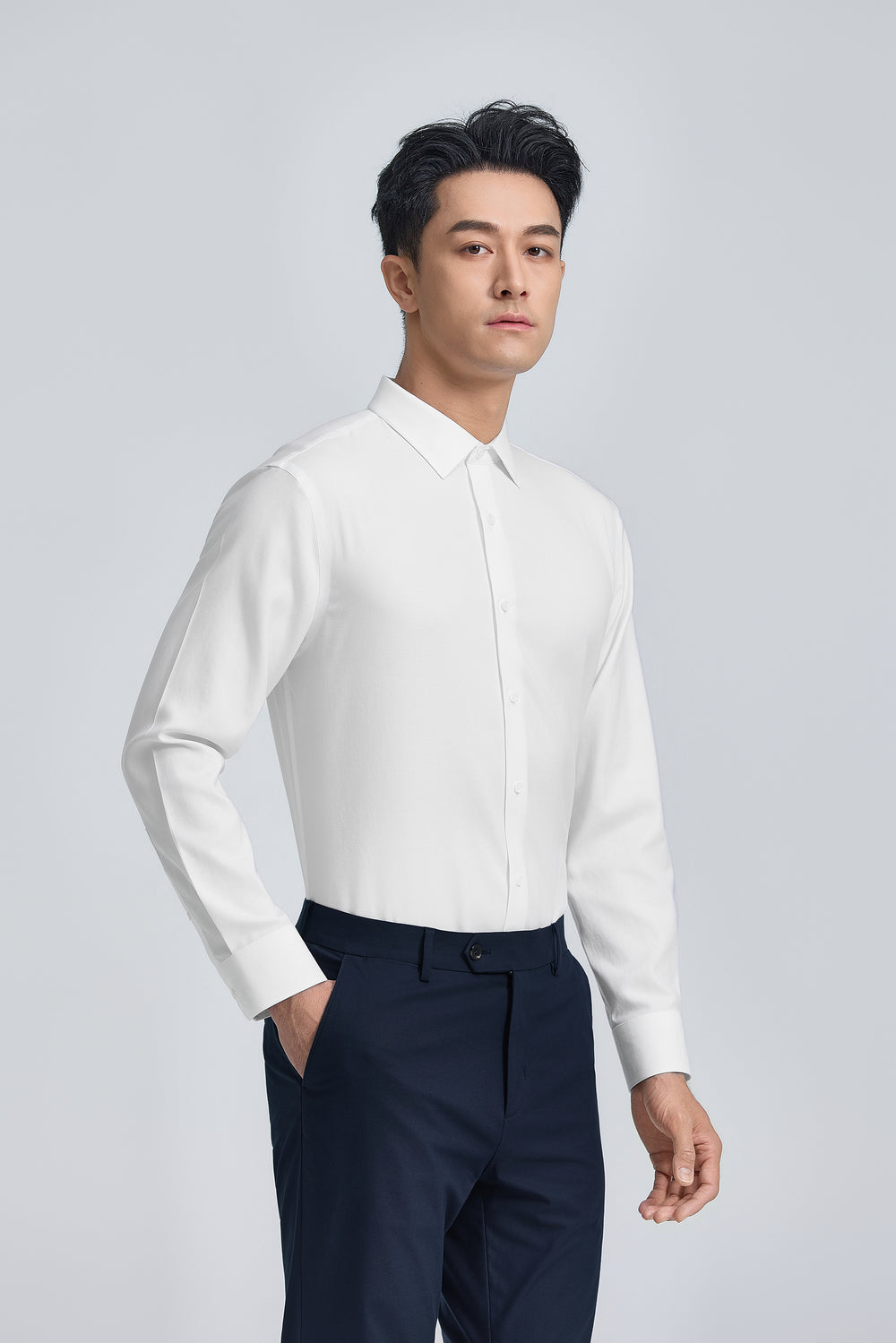 VISDRY™ 籃紋商務襯衫 | 白色 WH001Z