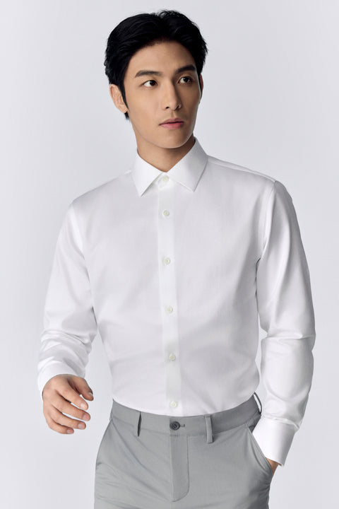 Supreme Cotton Herringbone Dress Shirt | White WH001Z