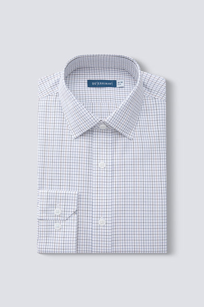Waterless Dye Dress Shirt  | White Multi-Check 20812N