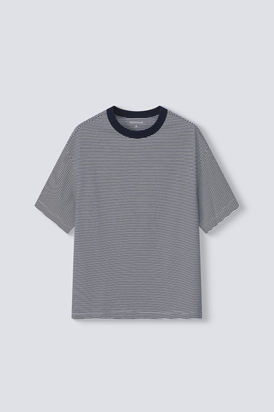 Waterless Dye Relaxed-Fit T-Shirt  | Dark Blue Stripes BLWH01