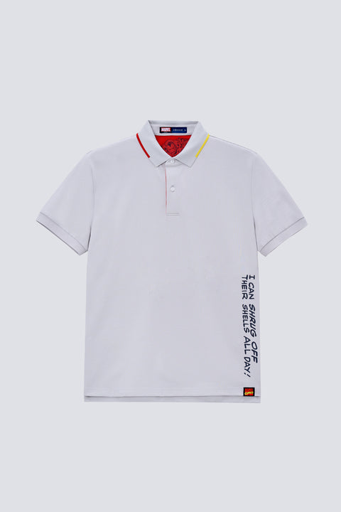 Iron Man Pique Tipped Polo | Grey GYFL01