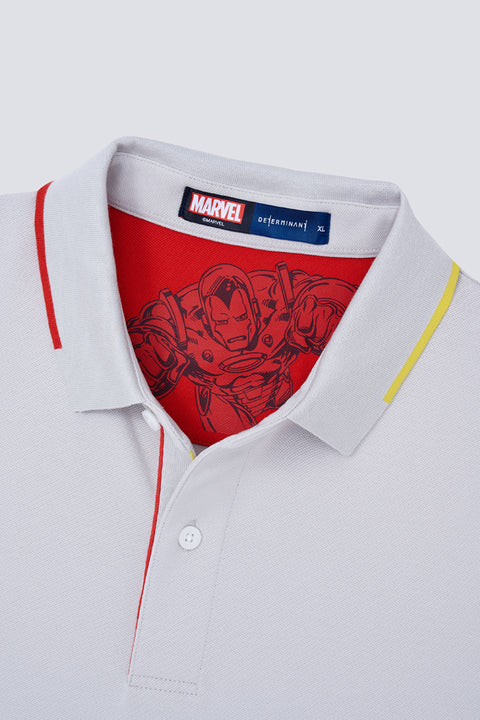 Iron Man Pique Tipped Polo | Grey GYFL01