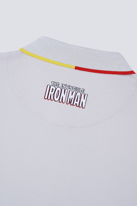 Iron Man Pique Tipped Polo | Grey GYFL01