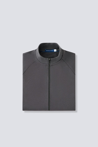 CottonSTRETCH Stand Collar Knit Jacket | Dark Grey GYE161