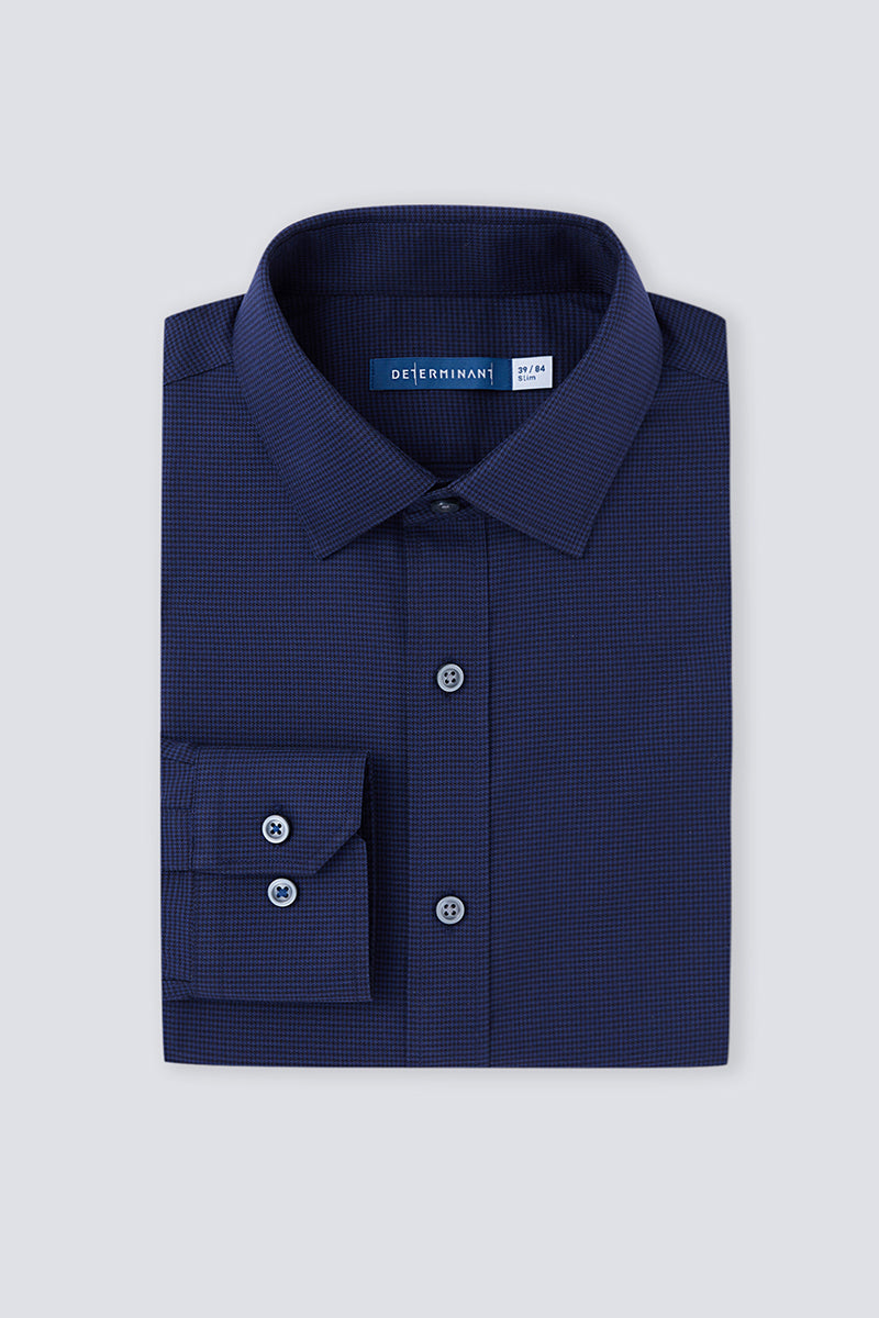 Wrinkle-Free Twill Dress Shirt  | Navy Check 10520N