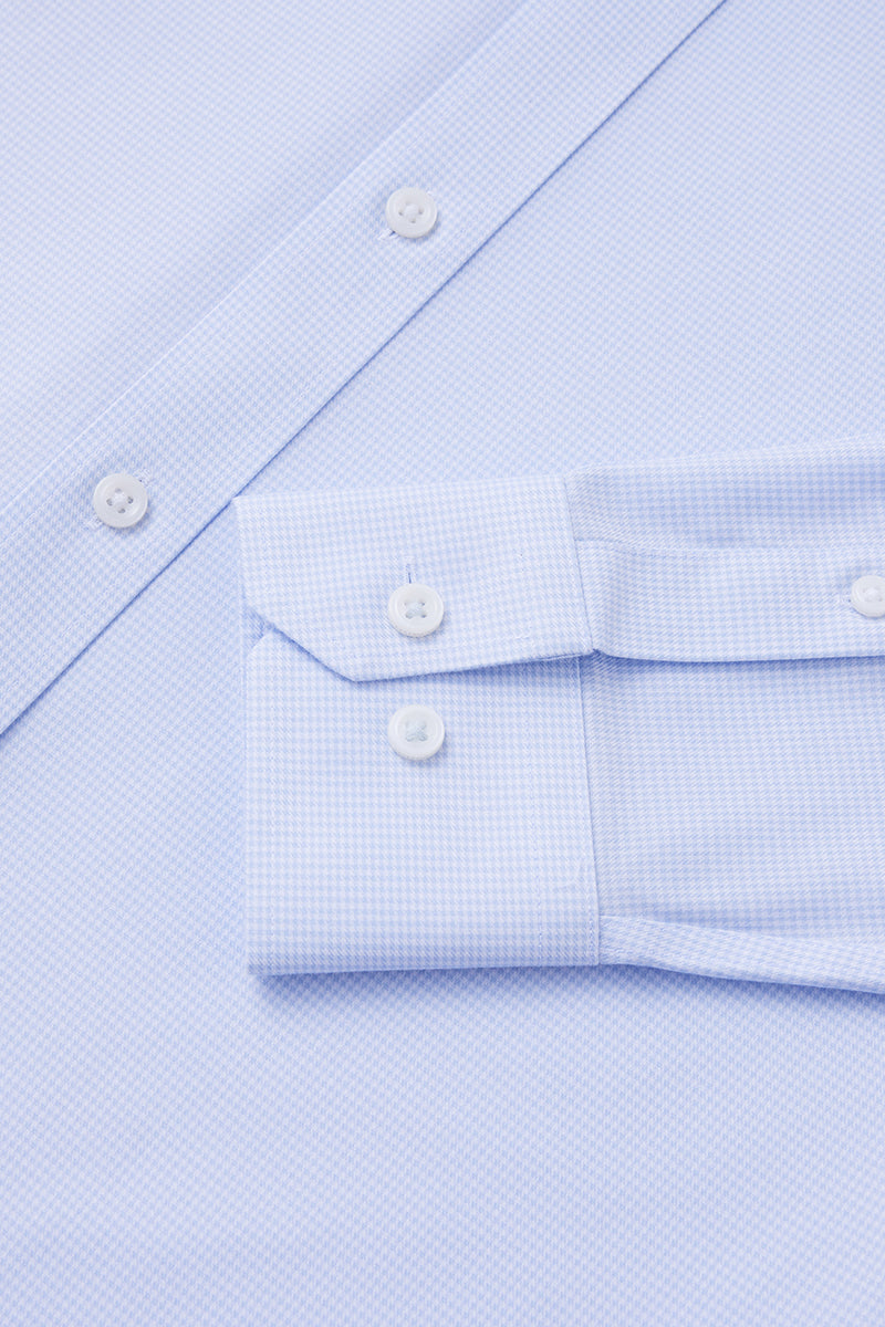 Wrinkle-Free Twill Dress Shirt  | Light Blue Check 10518N