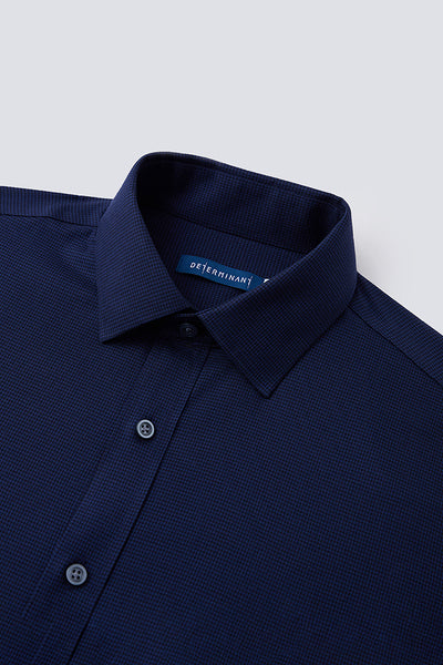 Wrinkle-Free Twill Dress Shirt  | Navy Check 10520N