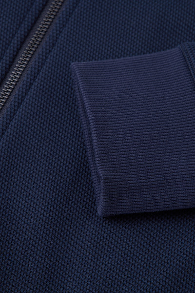 CottonSTRETCH Stand Collar Knit Jacket | Navy NNY096