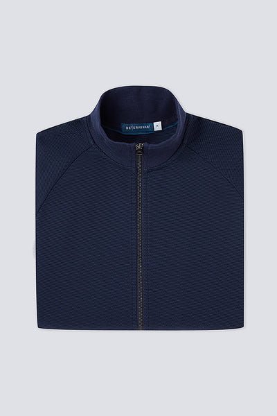 CottonSTRETCH Stand Collar Knit Jacket | Navy NNY096