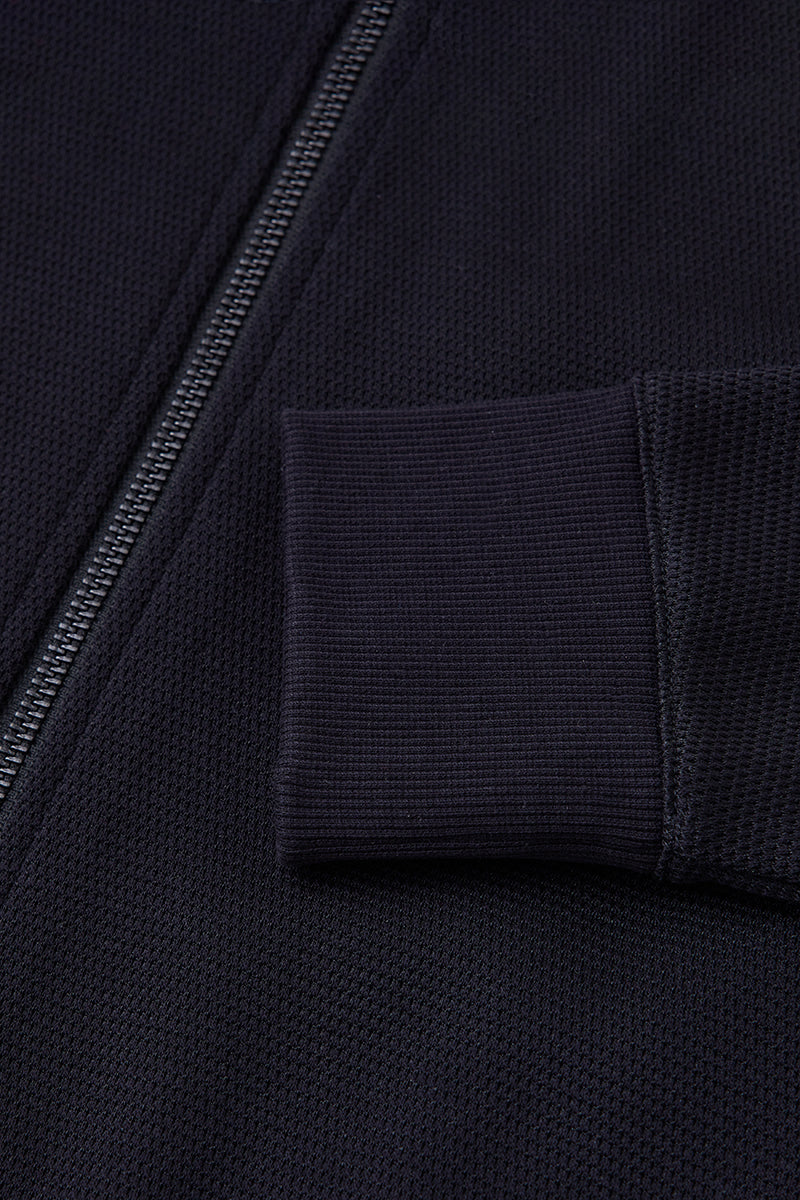 CottonSTRETCH Stand Collar Knit Jacket | Black BKFD01
