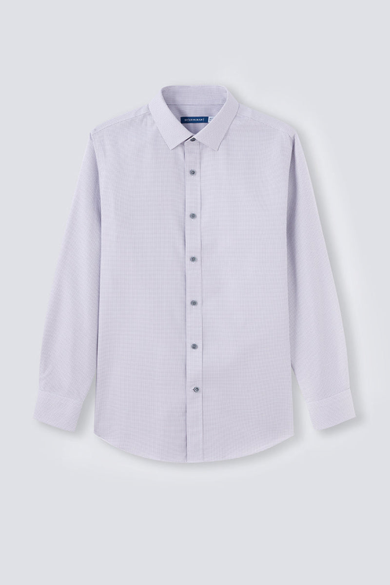Wrinkle-Free Twill Dress Shirt | Grey Check 10519N