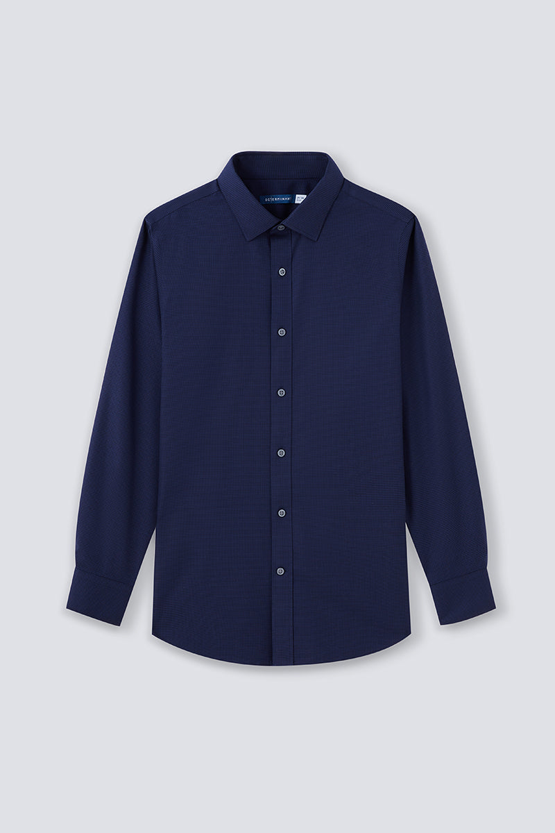 Wrinkle-Free Twill Dress Shirt | Navy Check 10520N