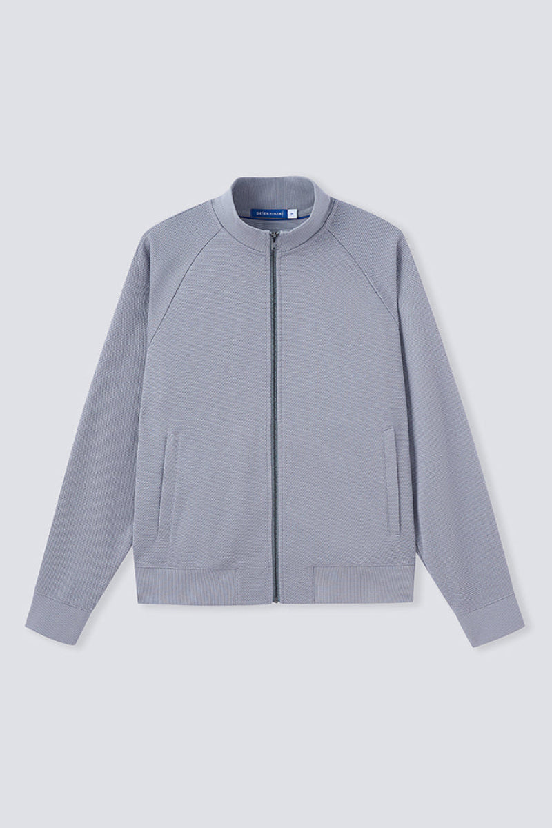 CottonSTRETCH Stand Collar Knit Jacket | Grey GYE144