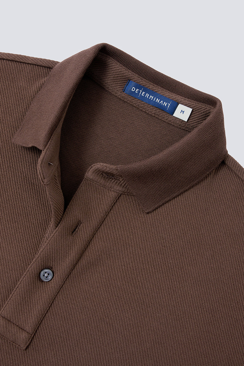 HeatGuard Jacquard Long Sleeve Polo | Brown BRE054