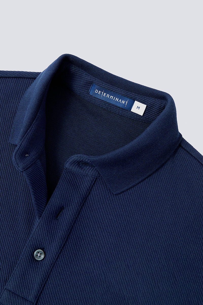 HeatGuard Jacquard Long Sleeve Polo | Navy NNY096