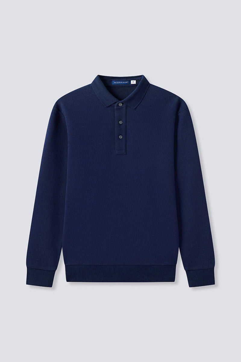 HeatGuard Jacquard Long Sleeve Polo | Navy NNY096