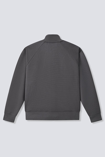 CottonSTRETCH Stand Collar Knit Jacket | Dark Grey GYE161